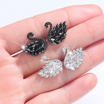 925 sterling silver Black Swan earrings female temperament Korean personality simple Joker Net red earrings Mini small earrings