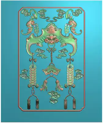 Bat copper coin door panel exquisite carved map grayscale relief map engraving image material source file