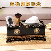 European luxury ceramic tissue box paper box with multi-function remote control storage box Living room coffee table ornaments