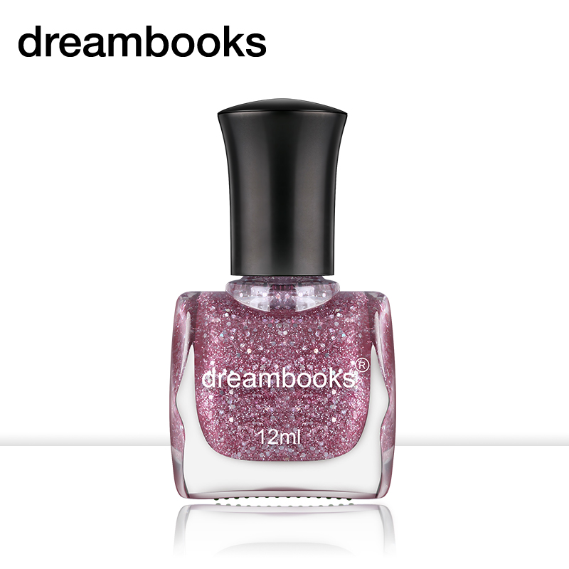 Dreambooks环保无毒无害指甲油 玫红色大亮片  快干美甲油 12ML