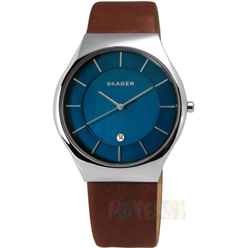 SKAGEN / SKW 6160 / Grenen 紳士輪廓輕薄皮革腕錶藍x咖啡40mm