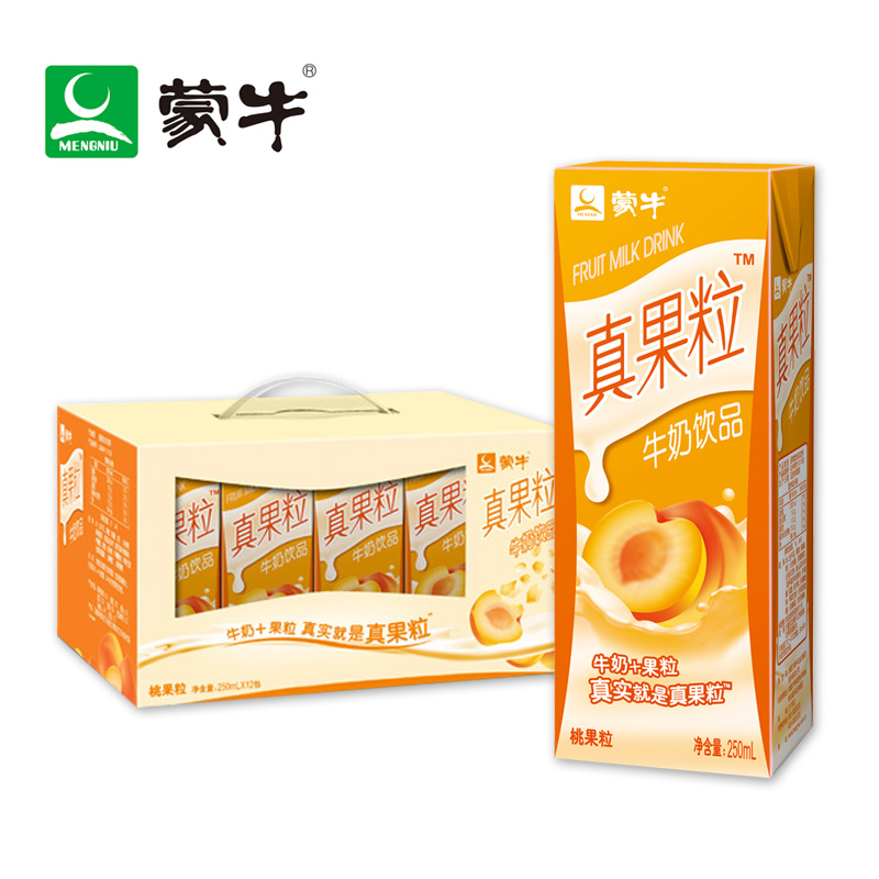 【天猫超市】蒙牛真果粒黄桃果粒250ml*12盒 真实果粒在其中