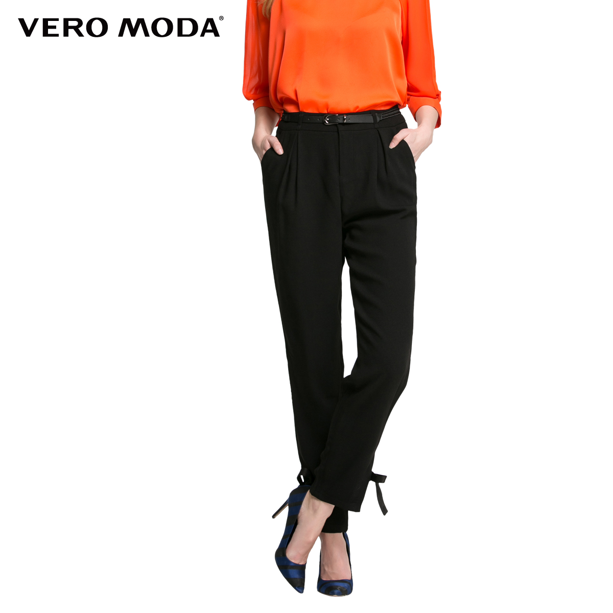 Vero Moda裤腿个性绑带设计直筒休闲裤315239002