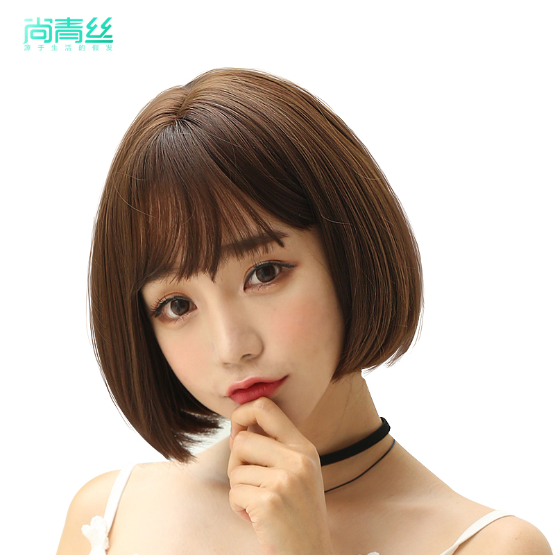 假发女短发 韩国bobo头 空气刘海 圆脸斜刘海 自然逼真 假发套