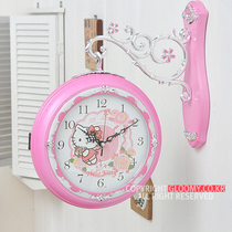 ~Korea genuine Hello Kitty wall clock new house wall clock quartz clock double-sided clock face 26cm