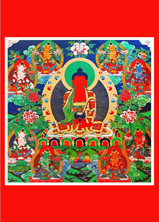 The semi-handmade portrait of Buddha and Bodhisattva Amitabha portrait paper double-sided plastic package 004