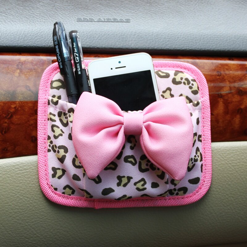 摩丝娃娃 黏贴汽车用品置物袋手机袋 卡通可爱车载杂物储物收纳袋