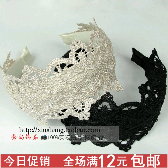 Korean version of the princess style lace wide-brimmed headband Korean temperament summer hair accessories hollow wide hair card star headband hair buckle