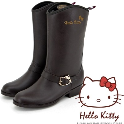 Kuru Mira X Hello Kitty Joint Model-British Medium Cavalier Rain Boots-Coffee