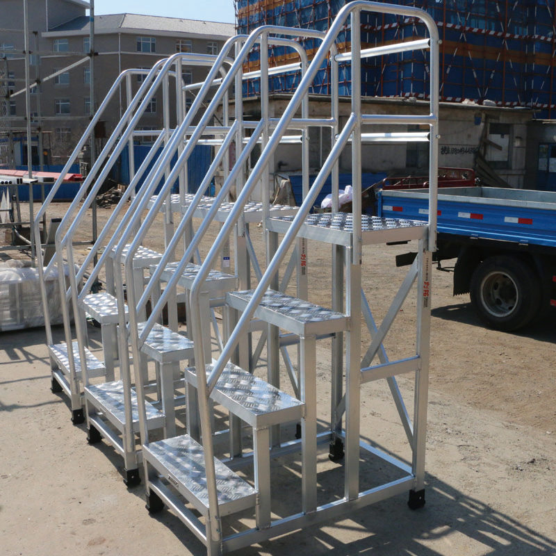 Zhuming aluminum alloy elevator supermarket ladder storage ladder stepped aluminum ladder movement step step