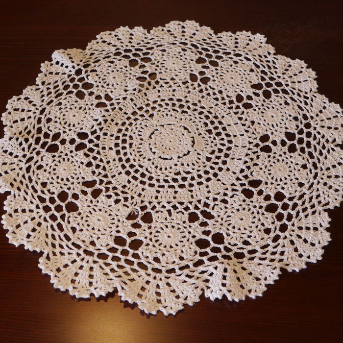 I Love My Home. Purely Handmade Crochet Cotton Lace Hollow-Out Crochet Table Mat, Placemat, Universal Cover Cloth, White