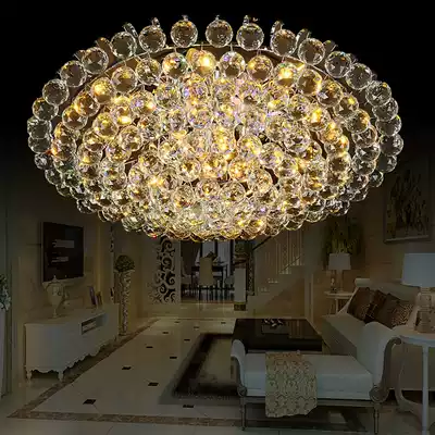 Crystal lamp living room lamp round ceiling lamp modern simple dining room lamp European atmospheric bedroom lamp warm lamp