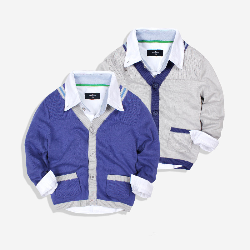 CUHK Tong-Knit Cardiovert 2017 Spring New Pint Casual Boy Turned Collar College Wind Long Sleeve Sweater Jacket Tide