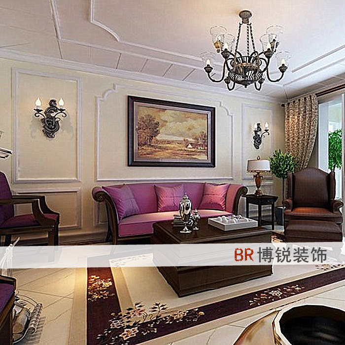 Mediterranean European plaster line sofa background wall frame decoration background wall arched frame gypsum line