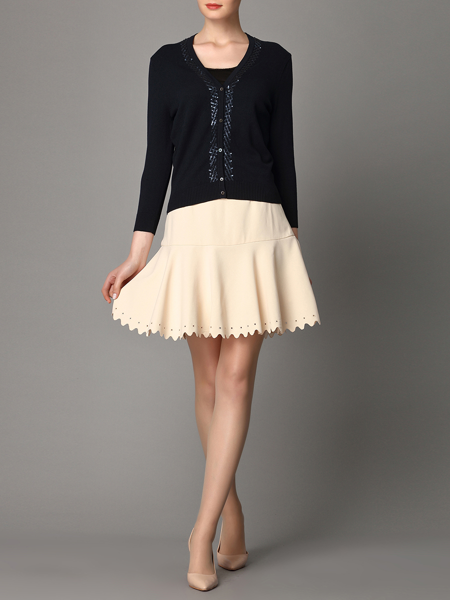 JESSICA 黑色亮片长袖针织开衫