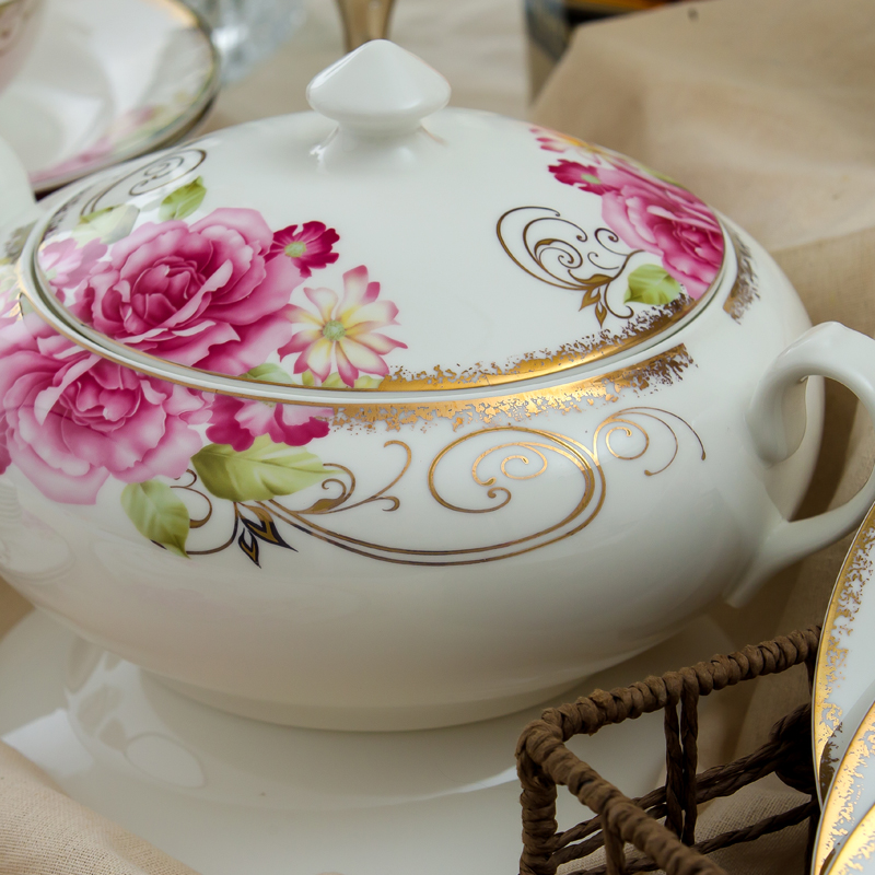 High - class European - style ipads porcelain tableware suit household of Chinese style of jingdezhen ceramic tableware dishes dishes use microwave oven