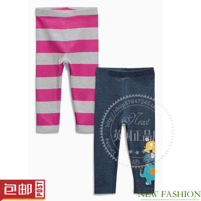 NEXT imported girls' denim striped long Johns, baby and older children's leggings in pairs, 1.5-12 years old