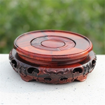 Haolinxuan Red acid branch Ruyi base New mahogany vase base Qishi wood carving seat Mahogany wood seat base