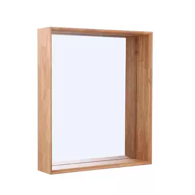 Japanese log modern Nordic minimalist style solid wood oak bathroom mirror cabinet frame mirror support customization