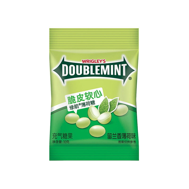 【天猫超市】箭牌绿箭脆皮软心薄荷糖（留兰香口味）袋装10g