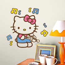 kitty violin wall stickers music training classroom wall decoration stickers home flat waterproof pvc stickers