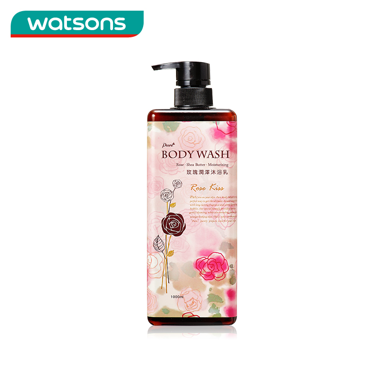台湾屈臣氏正品 玫瑰润泽沐浴露女孩大爱 持久留香1000ml