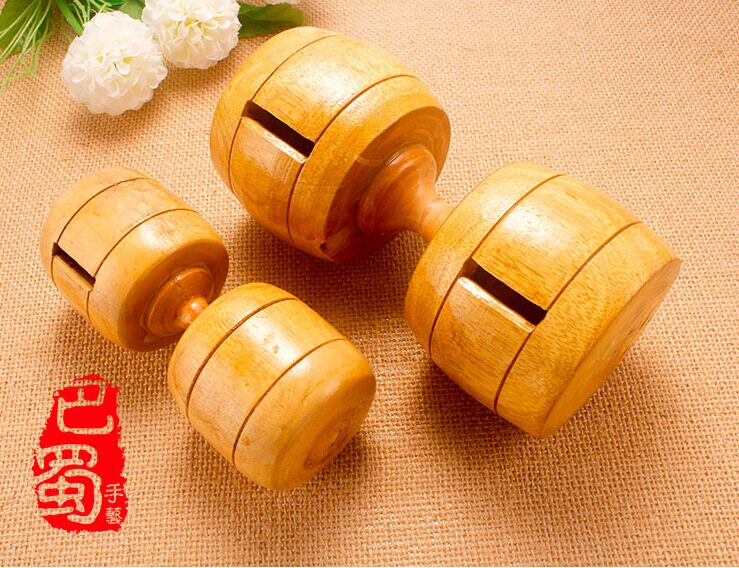 Solid wood empty bamboo double head double wheel no bearing empty bamboo loud spring beginner pull bell collection for entertainment slimming and weight loss sports