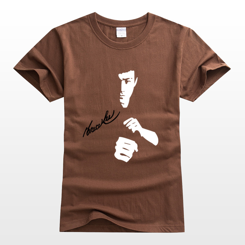 Bruce Lee T-Shirt with Signature Commemoration of Jeet Kune Do, Pure Cotton Printed Men's T-Shirt, Kung Fu Nunchaku Summer Short-Sleeve Training Wear, Trendy Bruce Lee T-Shirt with Signature Commemoration of Jeet Kune Do, Pure Cotton Printed Men's T-Shirt, Kung Fu Nunchaku Summer Short-Sleeve Training Wear, Trendy