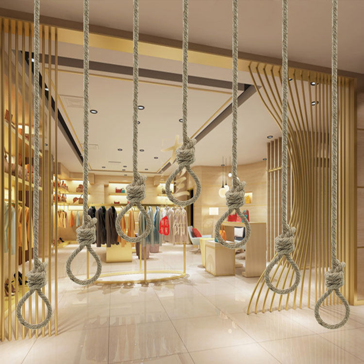 11MM plus burlap rope vintage ring clothing store ring hanging hanger display rack Environmental protection natural DIY sling