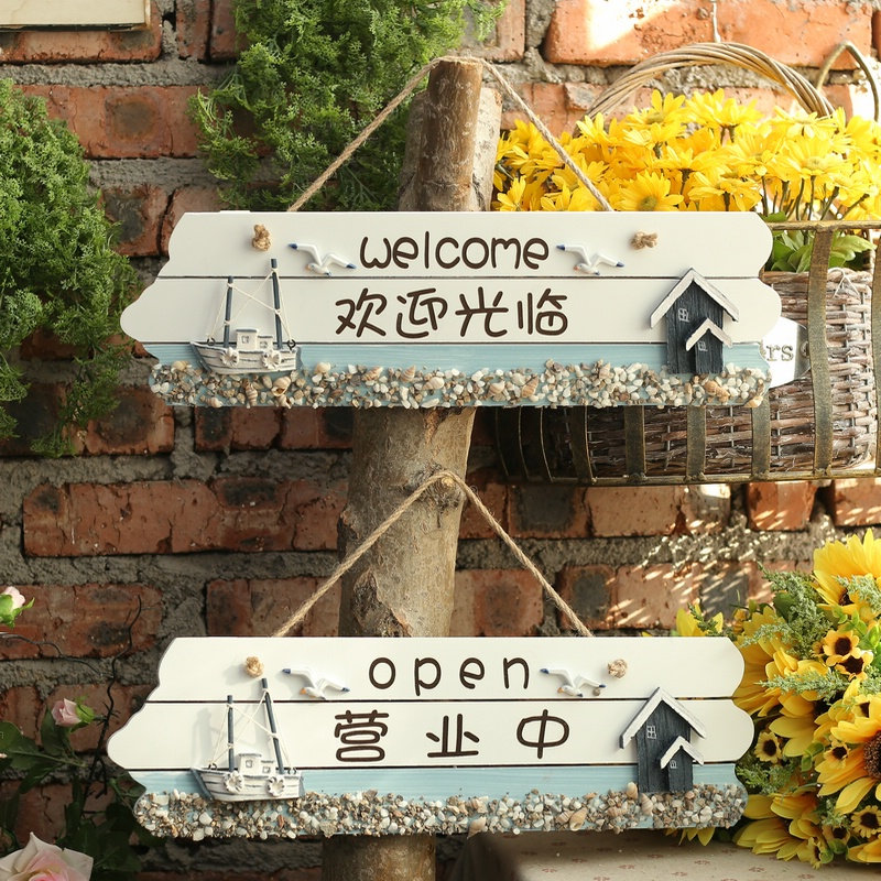 Can be customized Mediterranean welcome to shop listing tag creative decoration welcom business door customization