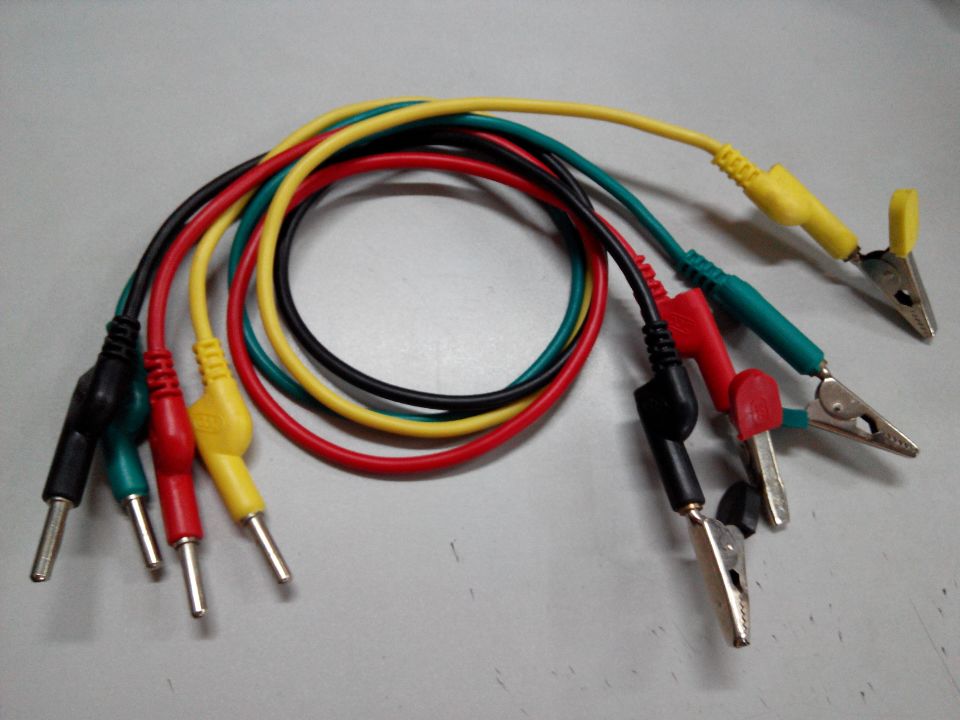 Multi-strand soft brass wire power test line 4mm plug to crocodile clip 50cm length 2 1 square wire diameter