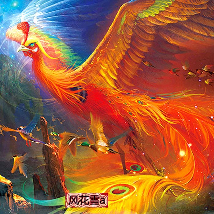 Super clear color cross stitch redrawing paper source file Phoenix 350 350