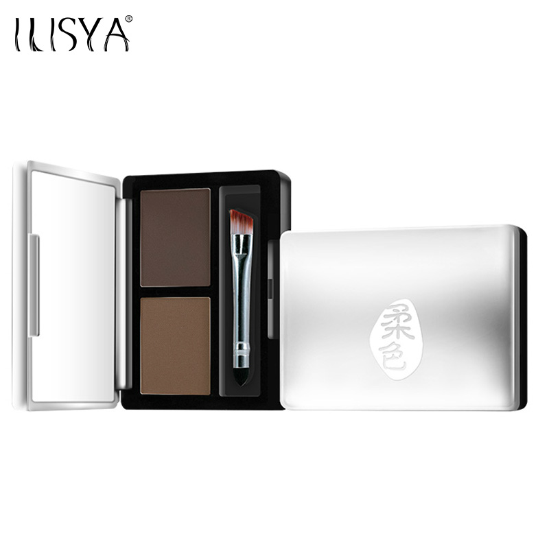 ILISYA柔色玫瑰双色眉粉 自然淡妆 易上色双色眉粉带眉刷正品
