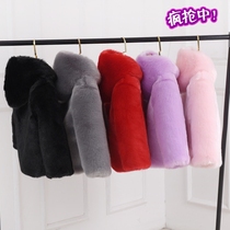  2020 new winter mens and womens childrens fur cotton coat childrens Korean version thickened small medium and large childrens hooded baby cotton jacket