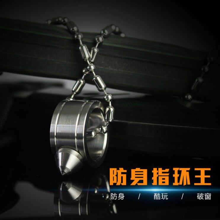 Stainless steel titanium steel alloy attack ring outdoor male army self-defense high-tech weapon broken window finger tiger self-defense equipment