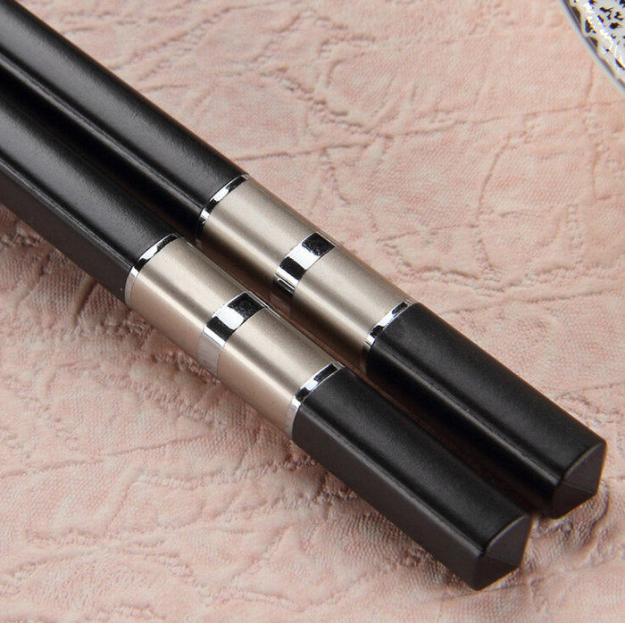 Full of household alloy chopsticks 10 pairs Hotel high-end tableware Dining room gold and silver Japanese Korean chopsticks Chopsticks language