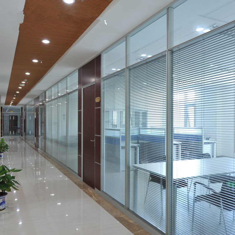 Office Furniture Tempered Glass Partition Wall With Shutter Screen Aluminum Alloy Office High Partition Partition Wall Factory Partition Wall