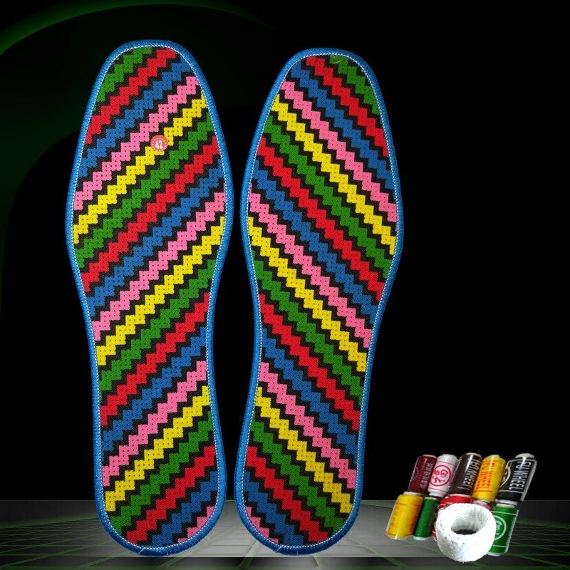 Xiangxi Cross embroidered cotton cloth handmade semi-finished insole men's anti-sweat and sweat printing without falling color matching needle line