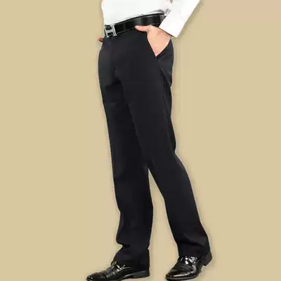 Spring black non-ironing drop-feeling trousers men's straight tube slim-up business dress professional overalls trousers suit trousers