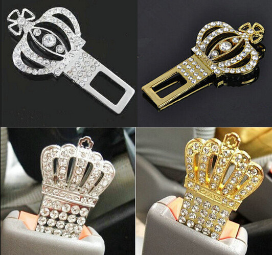 皇冠汽车座椅安全带插销 通用型 车用金属带钻卡夹卡片插头卡扣