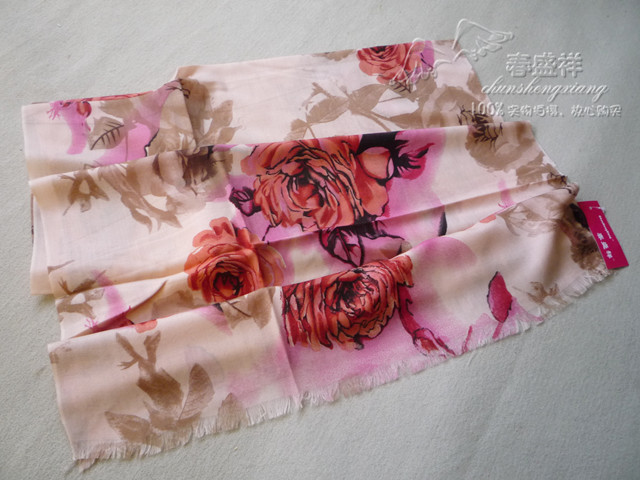 foreign trade wool scarf flower print long scarf