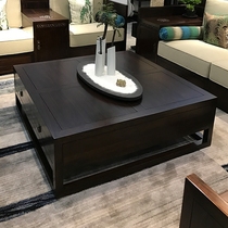  Modern new Chinese style full solid wood coffee table Walnut living room with drawer tea table living room Villa model room furniture