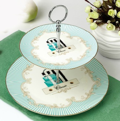 Multilayer English style Lower afternoon tea refreshment tray European-style double layer of fruit tray Snack Tray Tea Set Cake Snack Tray Shelf