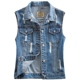 Xuân 2018 phiên bản Hàn Quốc mới của áo sơ mi không tay denim lỗ ngắn kích thước lớn vest vest vest nữ áo kiểu trung niên Áo vest