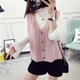 Mùa xuân 2017 mới Hàn Quốc phiên bản áo len dệt kim đan len nữ cổ chữ V ngắn không tay áo len vest vest áo ấm Áo vest