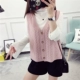 Mùa xuân 2017 mới Hàn Quốc phiên bản áo len dệt kim đan len nữ cổ chữ V ngắn không tay áo len vest vest
