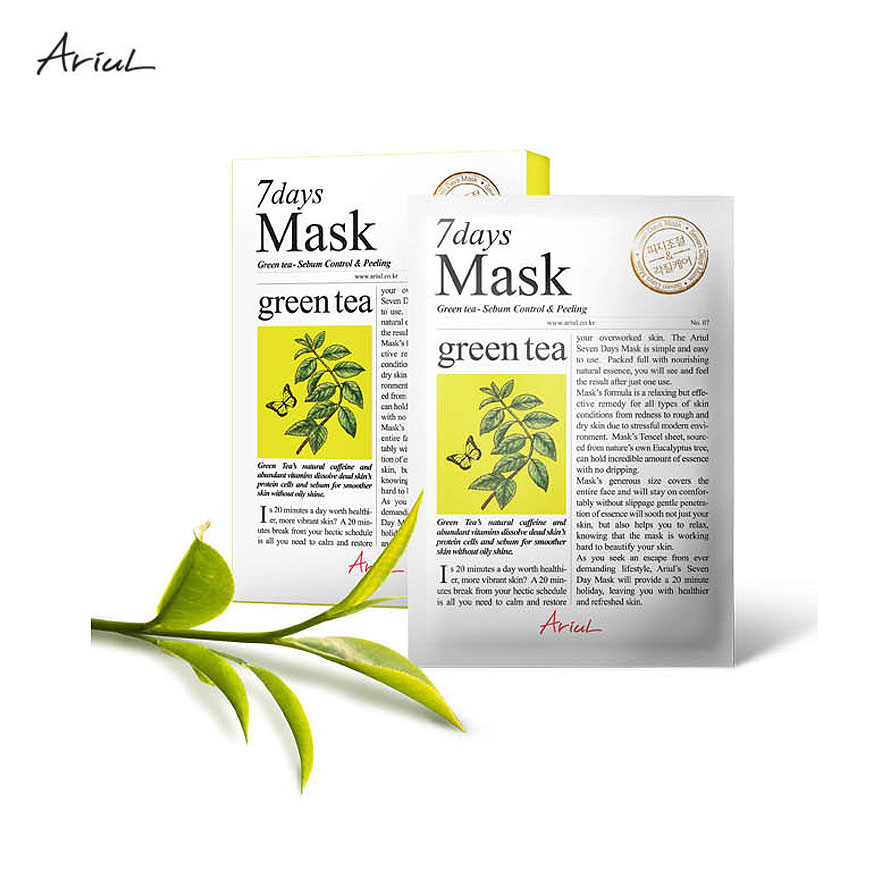 韩国正品ariul 7 days Mask greentea 镇静补水绿茶面膜20ml*5片