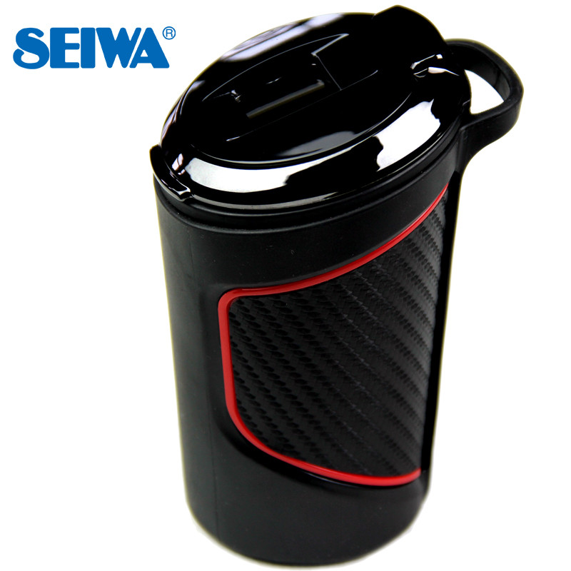日本SEIWA挂式车上车内车载烟灰缸包邮带LED灯带盖车用汽车烟灰缸