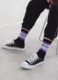 Tide thương hiệu INS phong cách hip-hop thư hai sọc thanh trong vớ cotton ống nam và nữ trượt ván vớ đường phố tất dài cho bé gái Vớ bông
