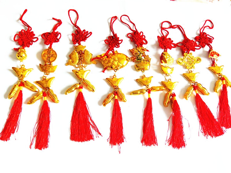 Gold plastic gold-plated festive pendant Plant bonsai ornaments Small ingot pendant Birthday money lock accessories